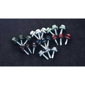   Csavar lem.  téglavörös  RAL 8004 htf. önf. alátéttel  fémhez  4,8x19